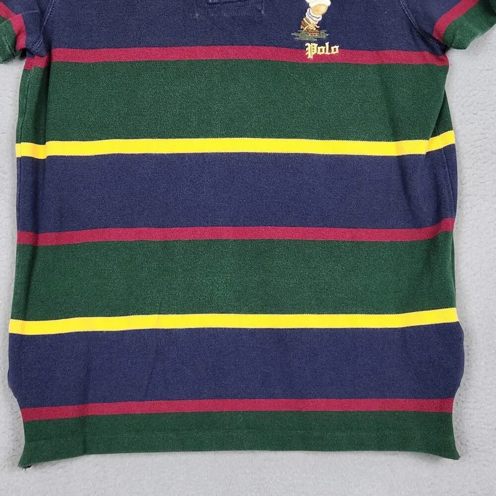 Polo Ralph Lauren Polo Rugby Shirt Mens Small Striped Polo Bear Kicking Ball